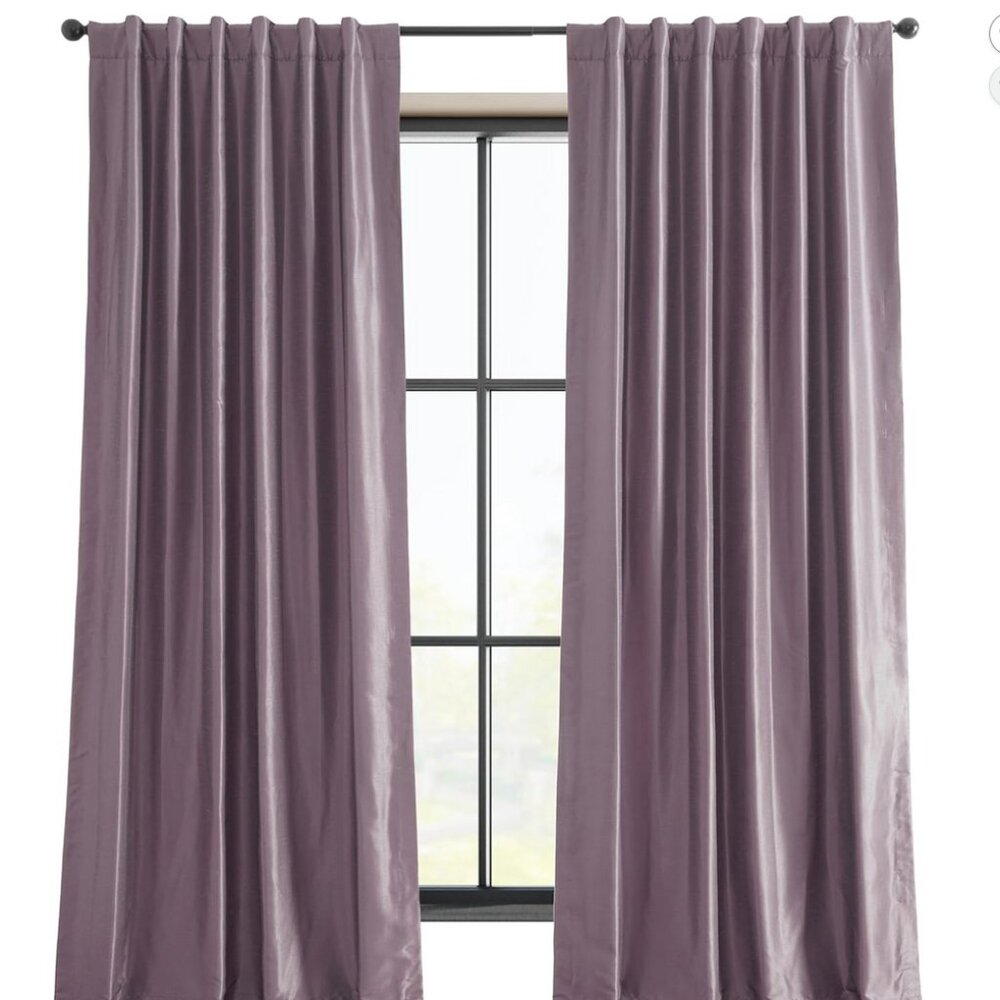 Smokey Plum Blackout Curtains Set 2 Panels Silk Thermal Room Darkening